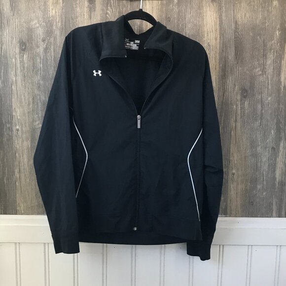 Under Armour black & white full zip track jacket size L - Picture 1 of 4